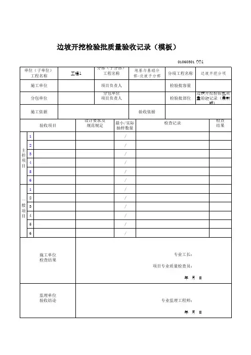 边坡开挖检验批质量验收记录(模板)