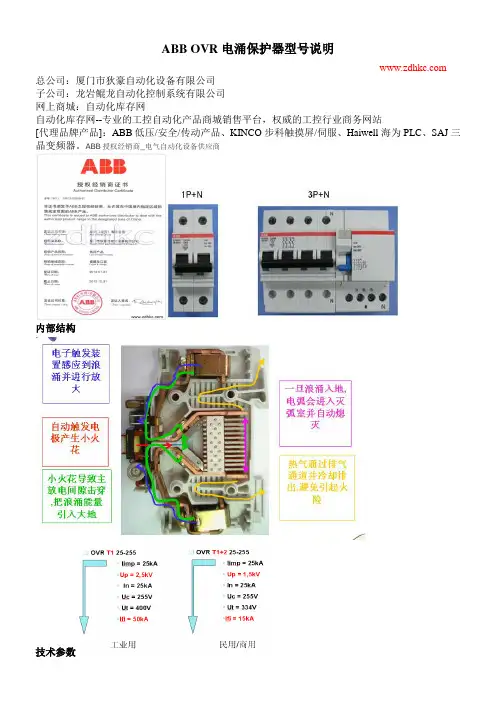 ABB OVR电涌保护器型号说明