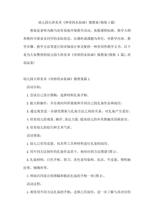 幼儿园大班美术《神奇的水拓画》微教案(锦集4篇)