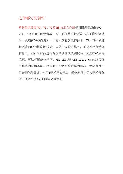 塑料阻燃等级V0、V1、V2及HB的定义介绍