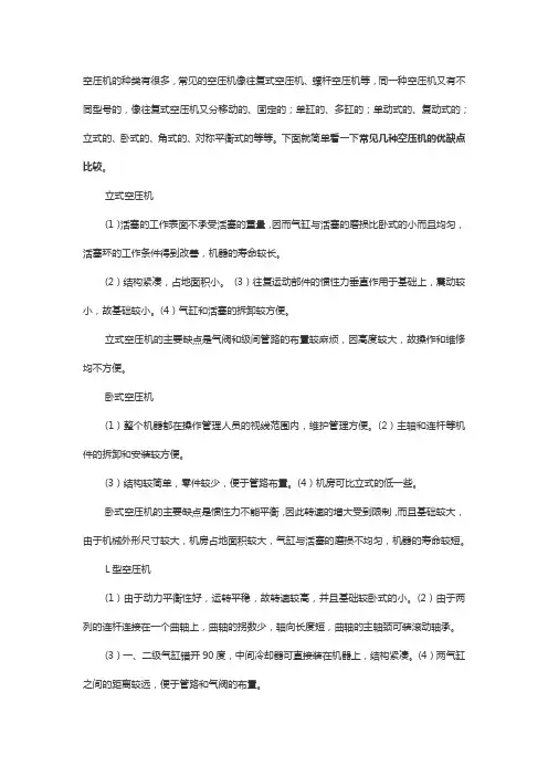 常见几种空压机的优缺点比较