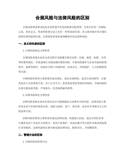 合规风险与法律风险的区别