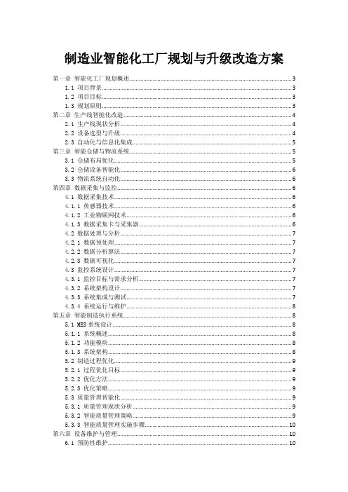 制造业智能化工厂规划与升级改造方案