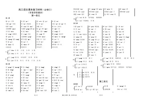 高三语文课本复习材料必修一字音字形部分