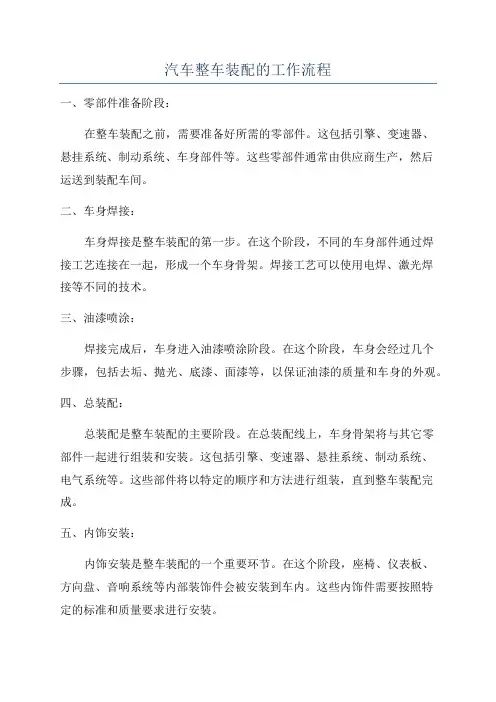 汽车整车装配的工作流程