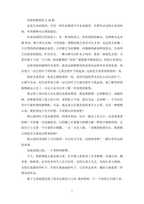 奇妙的植物作文10篇(精选)