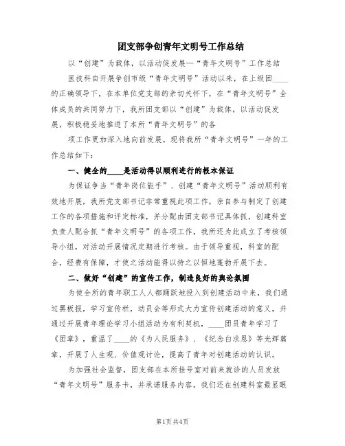 团支部争创青年文明号工作总结(2篇)