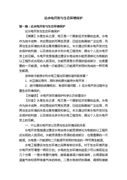 论水电开发与生态环境保护