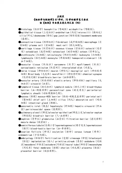 组织学与胚胎学-专业英文单词、名解、问答