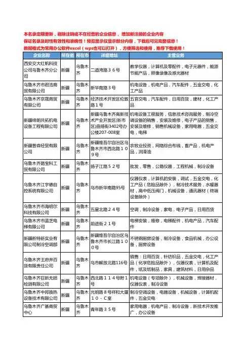新版新疆省机械制冷工商企业公司商家名录名单联系方式大全79家
