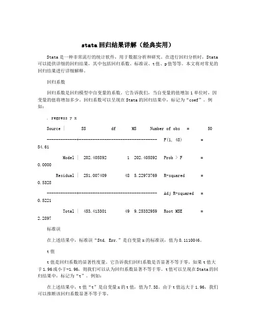 stata回归结果详解(经典实用)