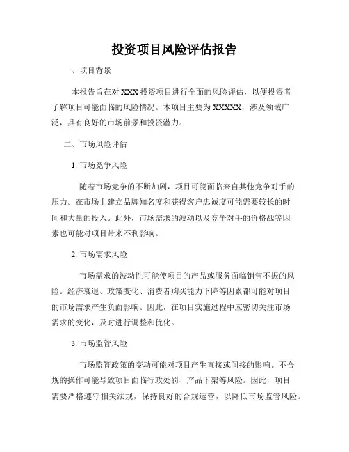 投资项目风险评估报告