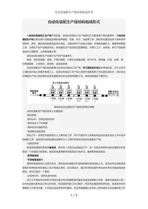 自动化装配生产线结构组成形式