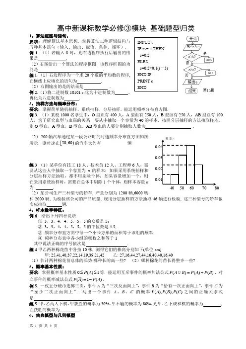 必修③会考基础题型归类