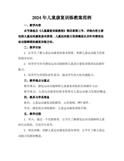 2024年儿童康复训练教案范例