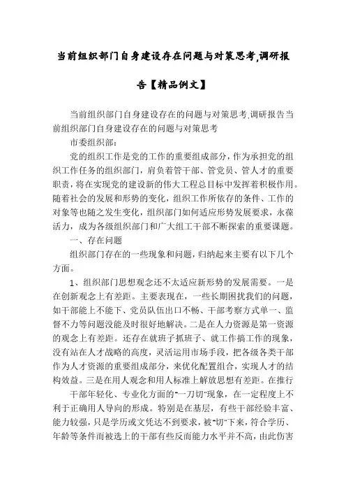 当前组织部门自身建设存在问题与对策思考,调研报告【精品例文】