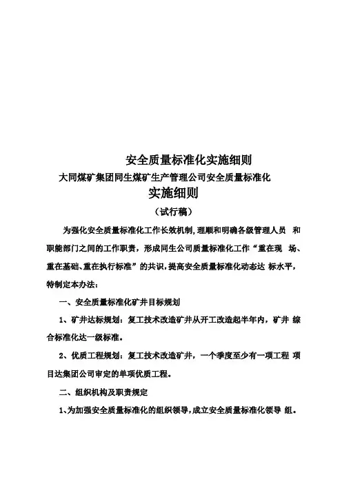 安全质量标准化实施细则