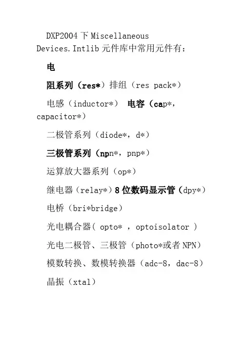 DXP元件库名称