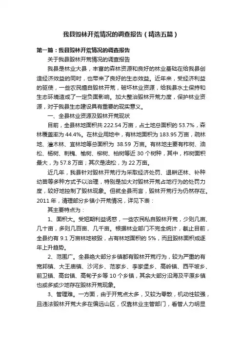 我县毁林开荒情况的调查报告（精选五篇）
