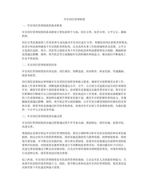 军官岗位管理制度