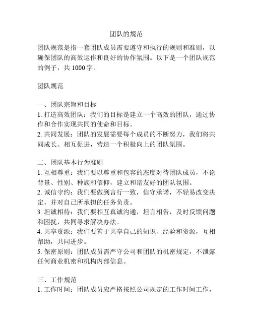 团队的规范