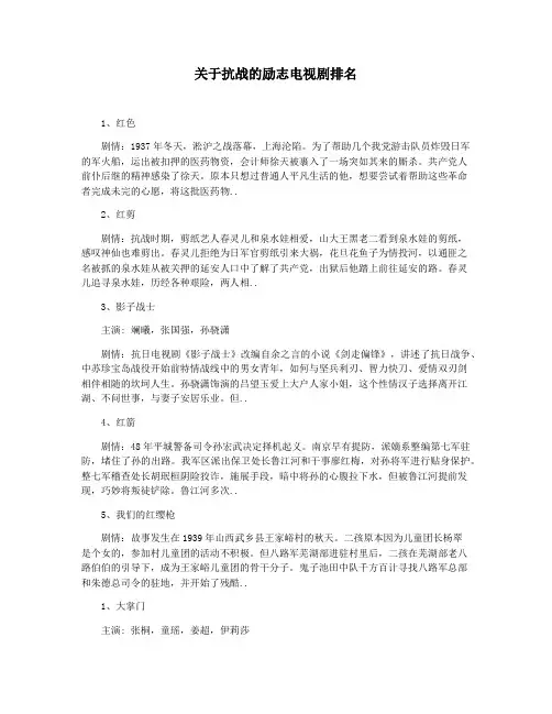 关于抗战的励志电视剧排名