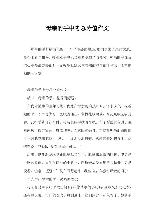 (中考作文)母亲的手中考满分作文