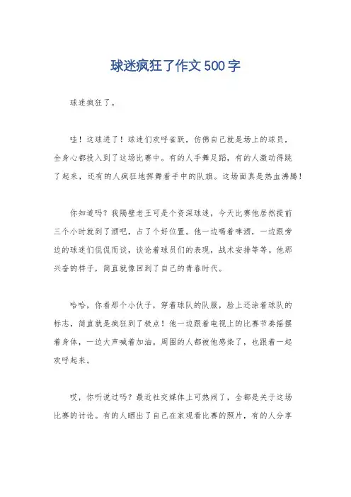 球迷疯狂了作文500字