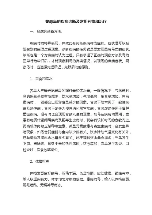 笼养鸟的疾病诊断及常用药物和治疗