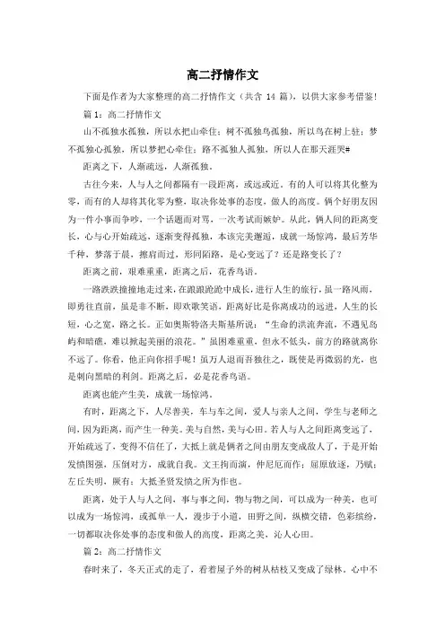 高二抒情作文
