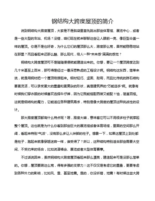 钢结构大跨度屋顶的简介