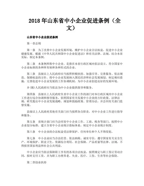 山东省中小企业促进条例（全文）