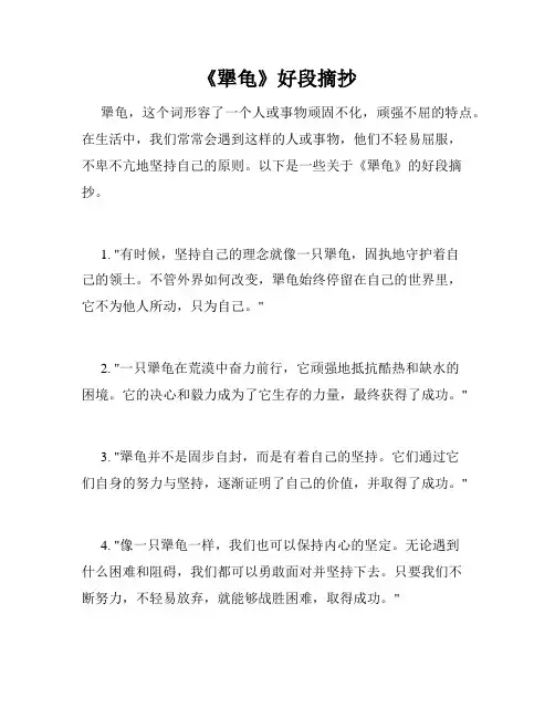 《犟龟》好段摘抄