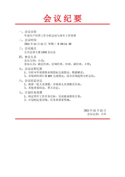 会议纪要模板