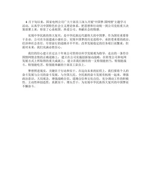 中国梦国网情征文(五)