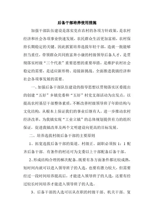 村级后备干部培养使用措施
