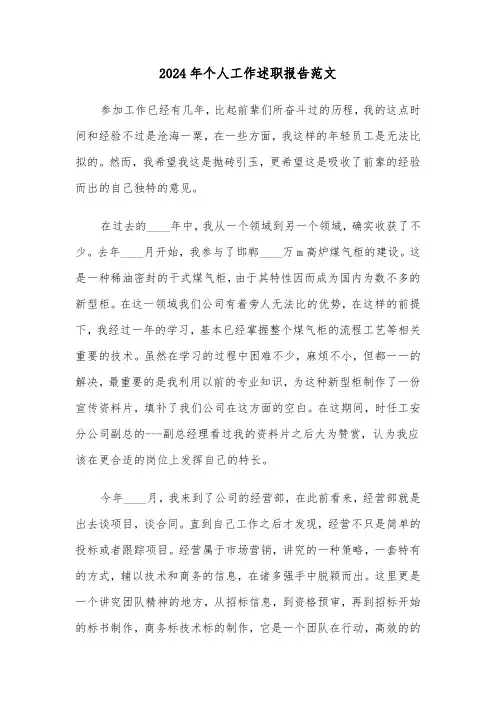 2024年个人工作述职报告范文（四篇）