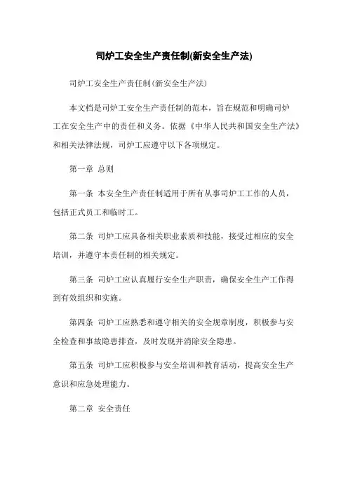 司炉工安全生产责任制(新安全生产法)