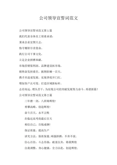 公司领导宣誓词范文