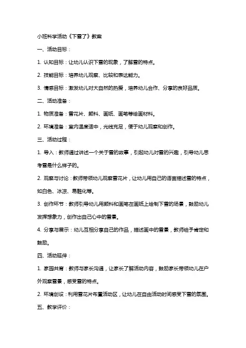 小班科学活动《下雪了》教案