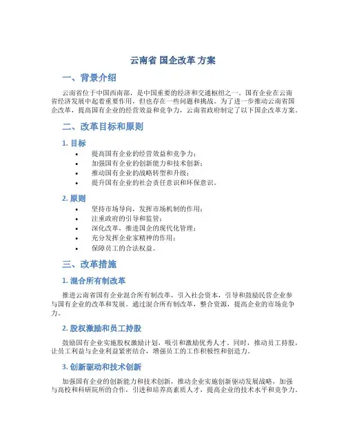 云南省 国企改革 方案