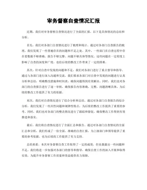 审务督察自查情况汇报