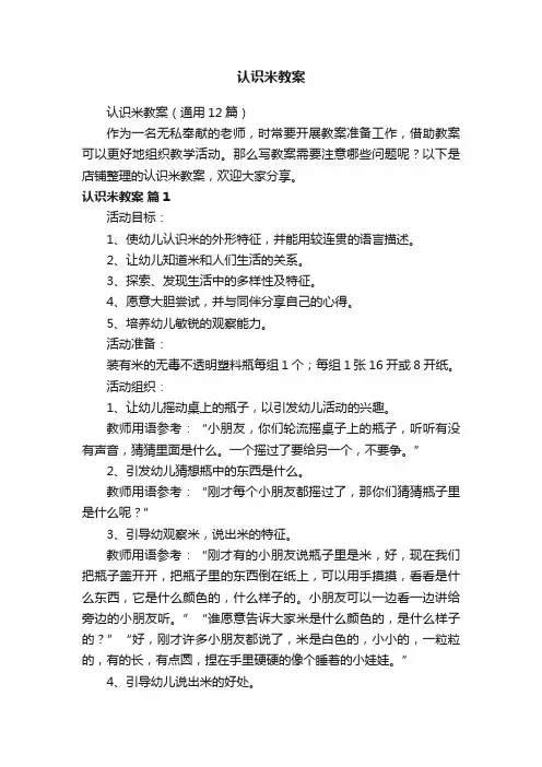 认识米教案