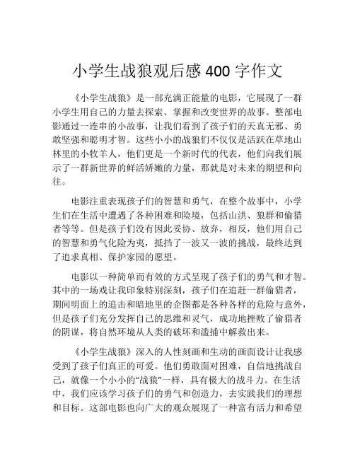 小学生战狼观后感400字作文