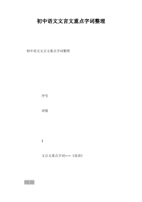 中考资料-初中语文文言文重点字词整理