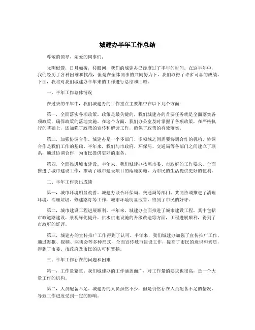 城建办半年工作总结
