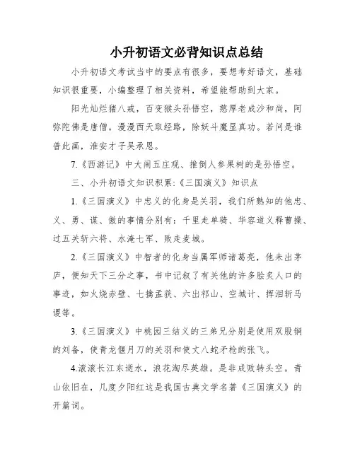 小升初语文必背知识点总结