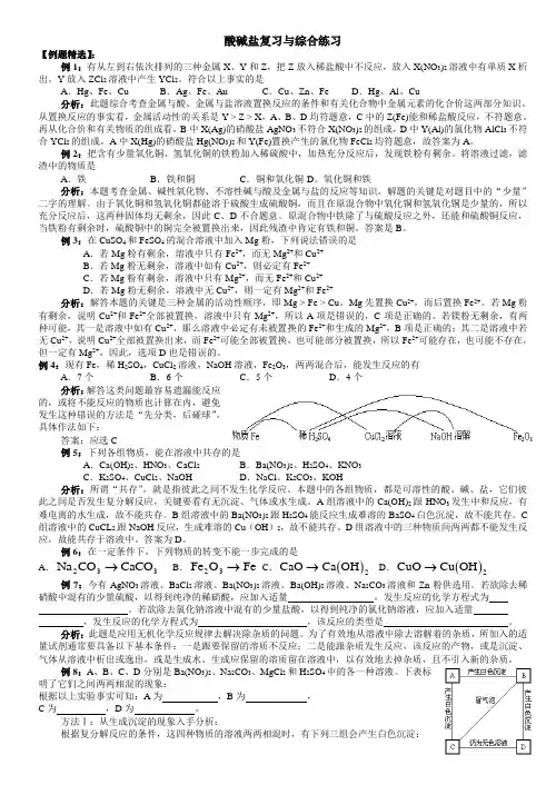 中考化学专题 酸碱盐复习与综合练习