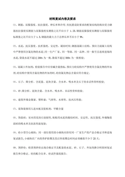 材料复试内容及要求