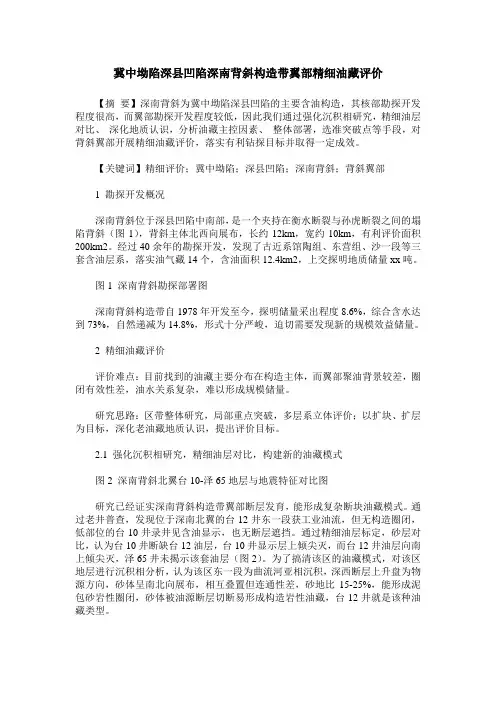 冀中坳陷深县凹陷深南背斜构造带翼部精细油藏评价